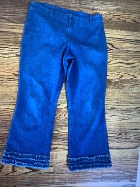 Vintage Morgan capri Denim Women's Jeans with Frayed Hem